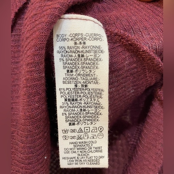 We The Free Waffle Knit Blouse Thermal Top Curved Hem Bohemian Women's Size XS - Picture 7 of 7